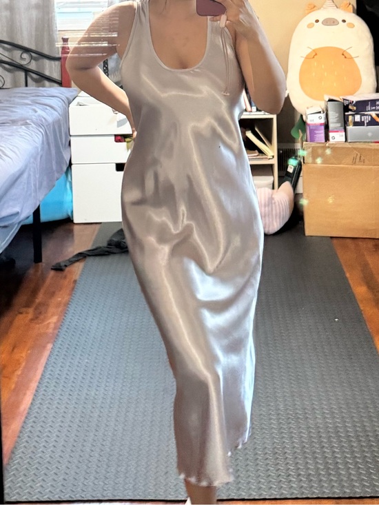 Express Dresses & Skirts - Express Silver Satin Midi Slip Dress
